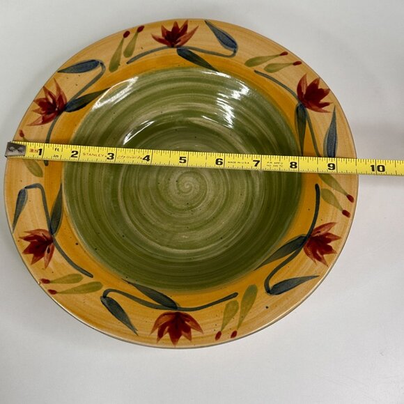 Handpainted Pier 1 Elizabeth Stoneware Bowl With Floral Design 9.5" - Picture 8 of 9